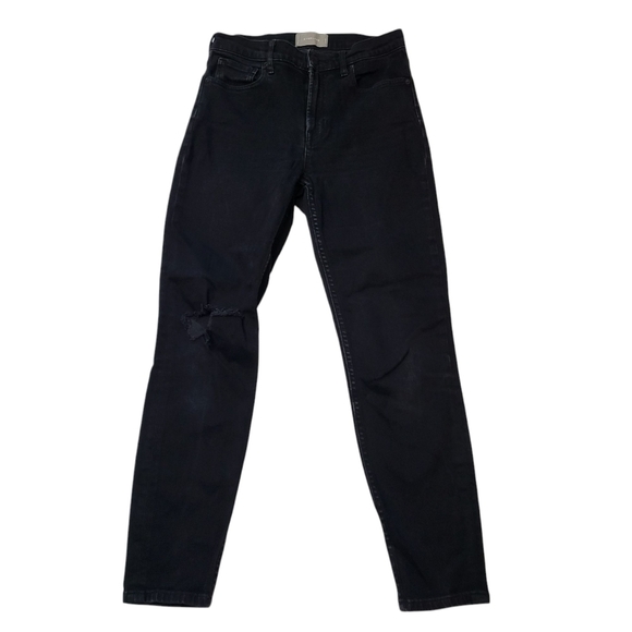 Everlane Jeans Black High Rise Distressed Knee Skinny Style Women's Size 29 - Picture 1 of 7